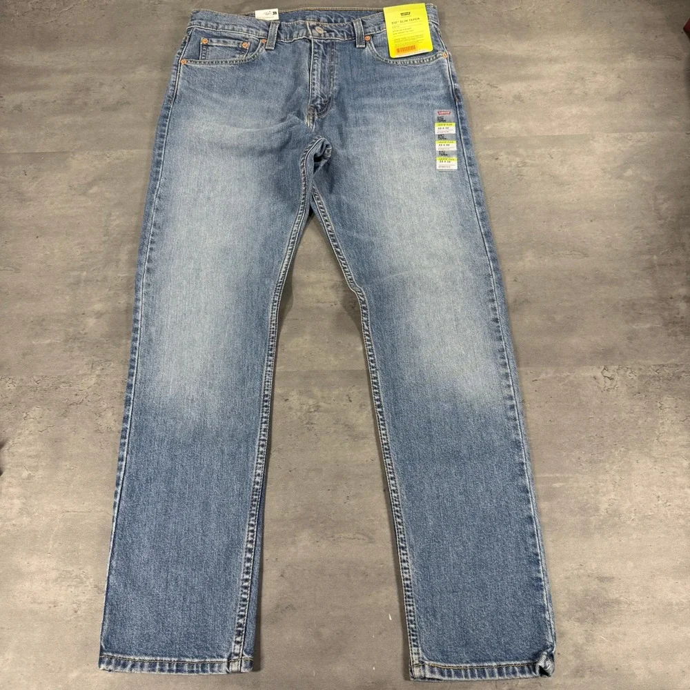 Levi's Jeans Mens 33x32 512 Slim Taper Light Wash Blue Levi's Flex Stretch NEW